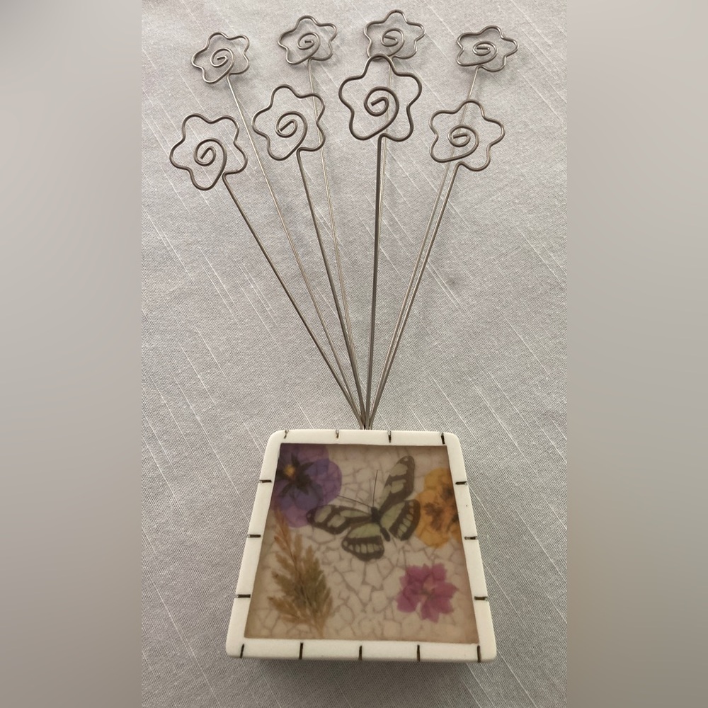 Cute photo print holder with butterfly stand, like new.